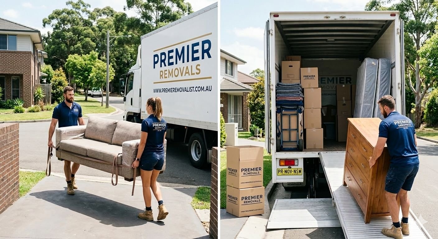 Premier Removalist team loading furniture onto interstate removal truck in Wollongong NSW